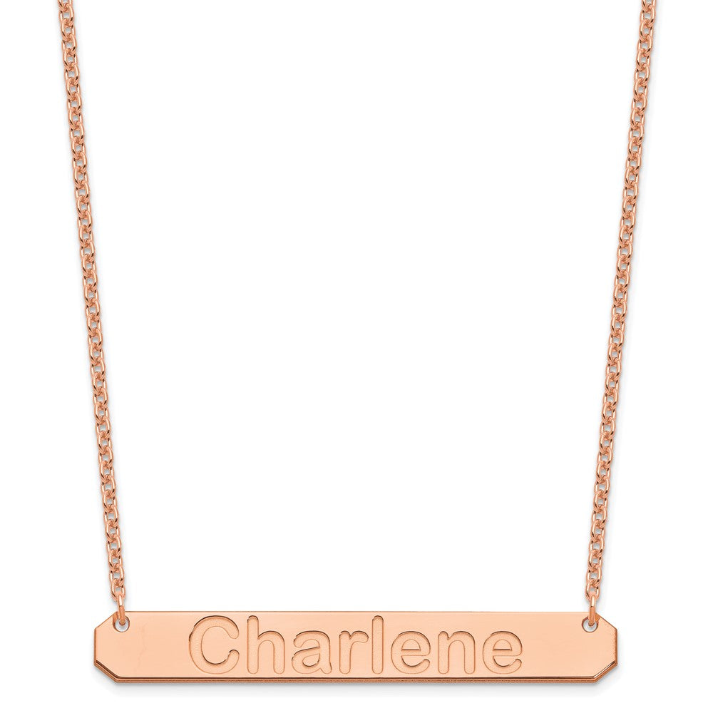 Sterling Silver Rose Gold plated Large Polished Arial Rounded Bar Necklace