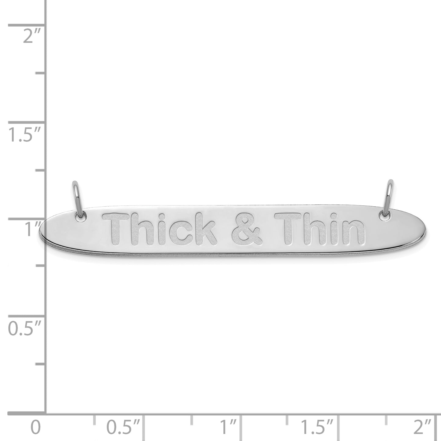10K White Gold Large Polished Oblong Arial Rounded Bar Necklace