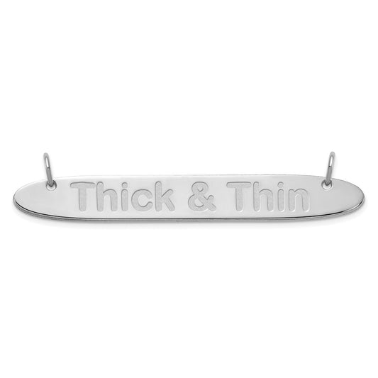 10K White Gold Large Polished Oblong Arial Rounded Bar Necklace