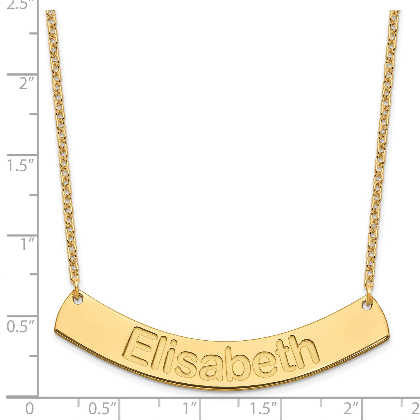 Sterling Silver Gold Plated Large Polished Curved Arial Rounded Bar Necklace
