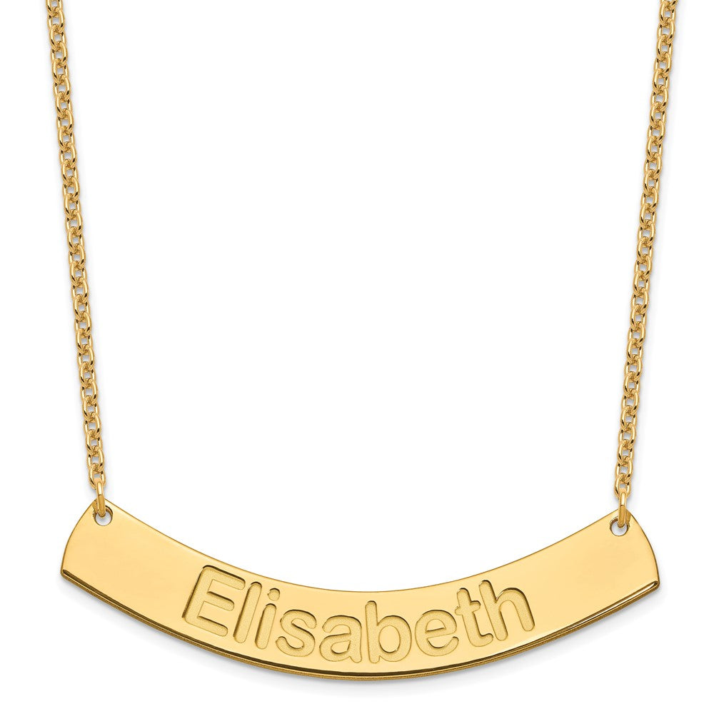 Sterling Silver Gold Plated Large Polished Curved Arial Rounded Bar Necklace