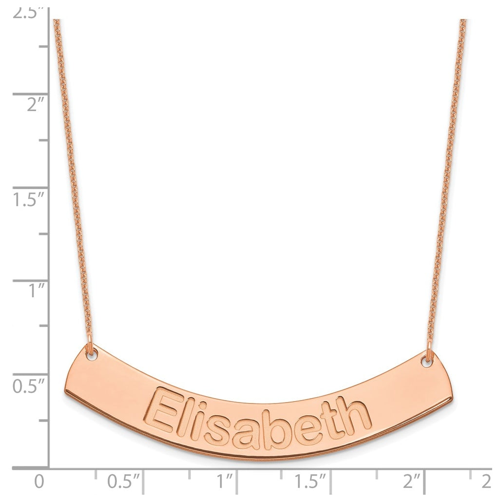 14K Yellow Or White Or Rose Gold Large ARIAL ROUNDED Curved Bar Necklace – Elegant Jewelry Gift for Birthday, Anniversary, Engagement, Wedding