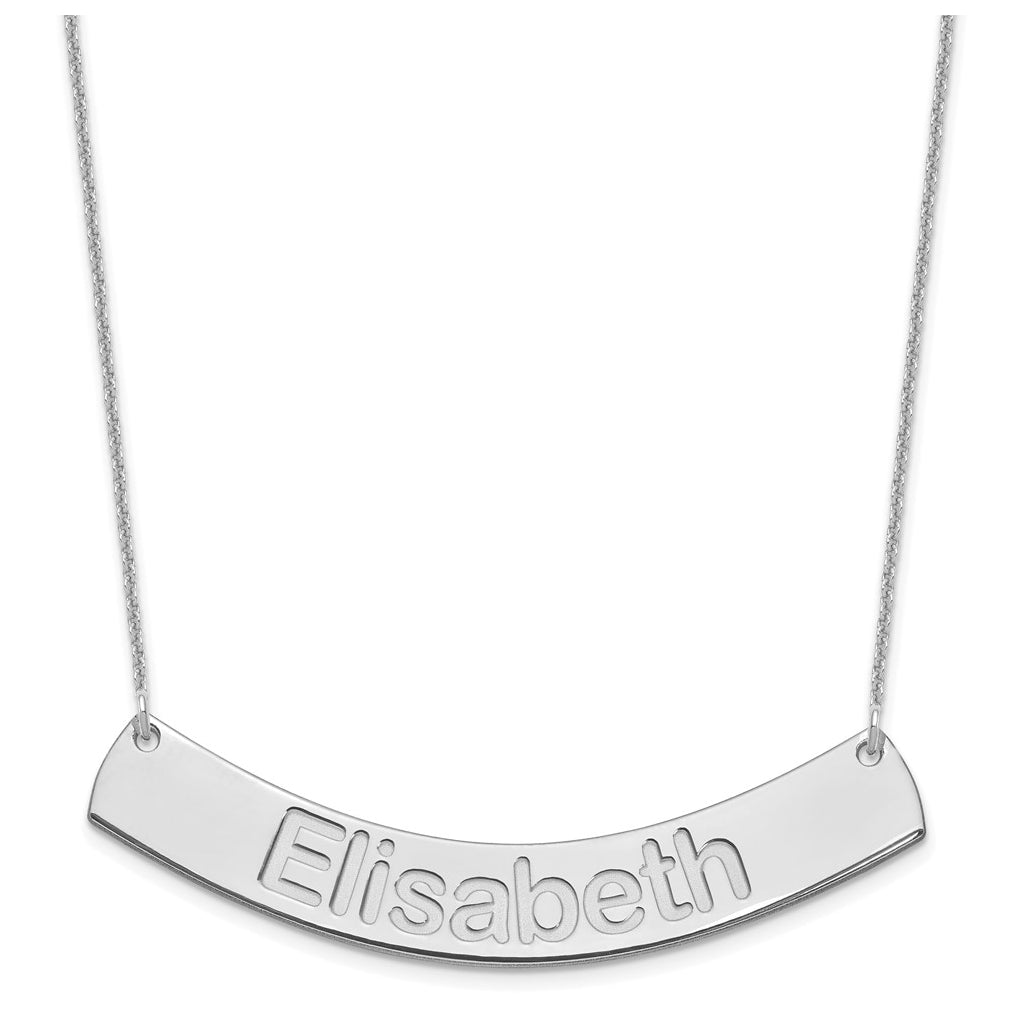 14K Yellow Or White Or Rose Gold Large ARIAL ROUNDED Curved Bar Necklace – Elegant Jewelry Gift for Birthday, Anniversary, Engagement, Wedding