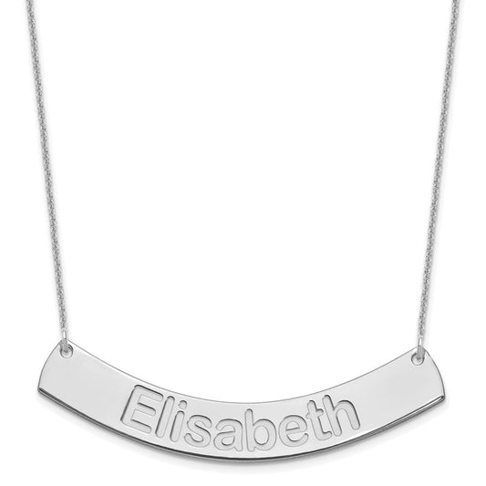 10K White Gold Large Polished Curved Arial Rounded Bar Necklace