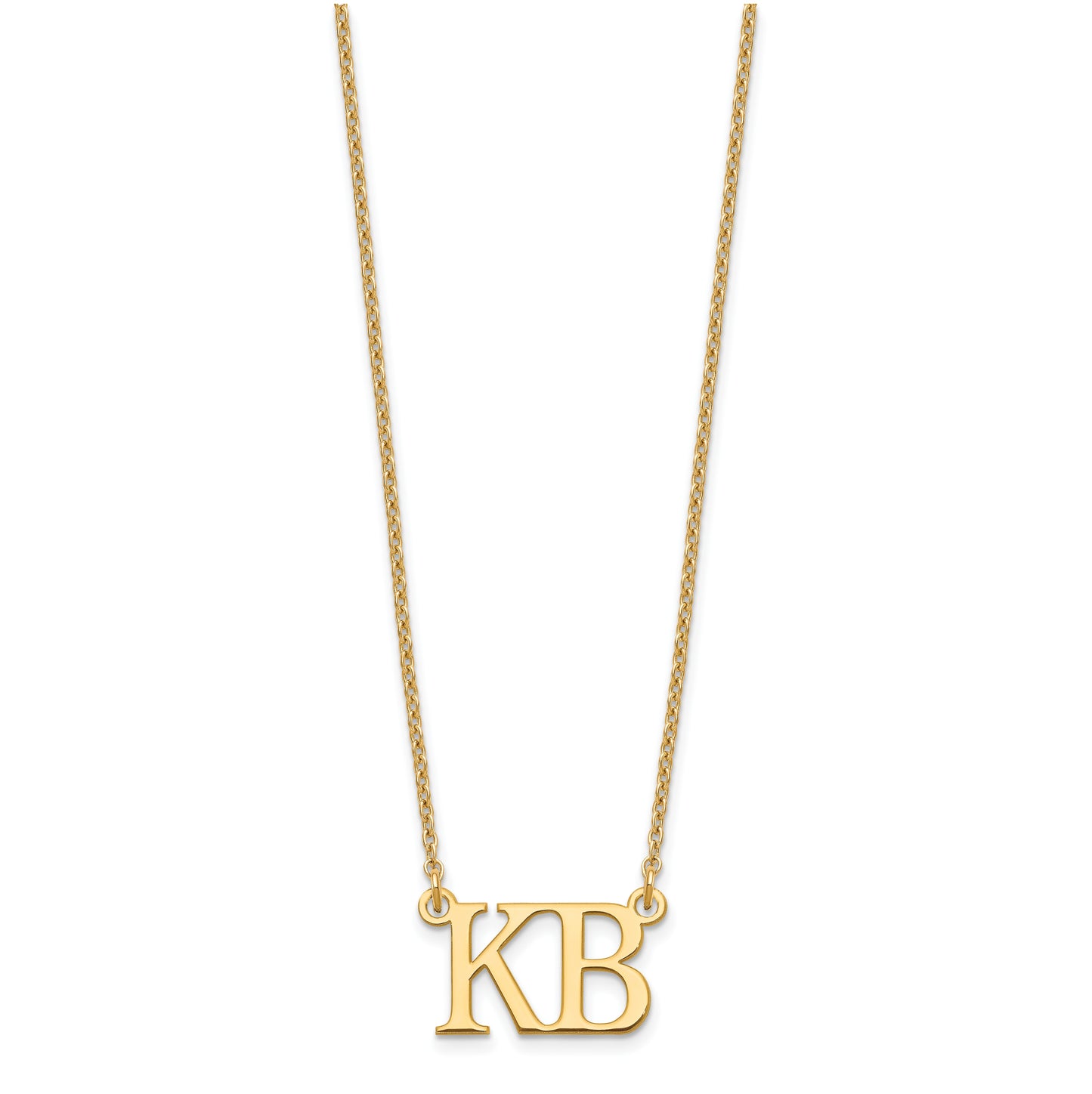 Sterling Silver Gold Plated 2 Large Initial Necklace