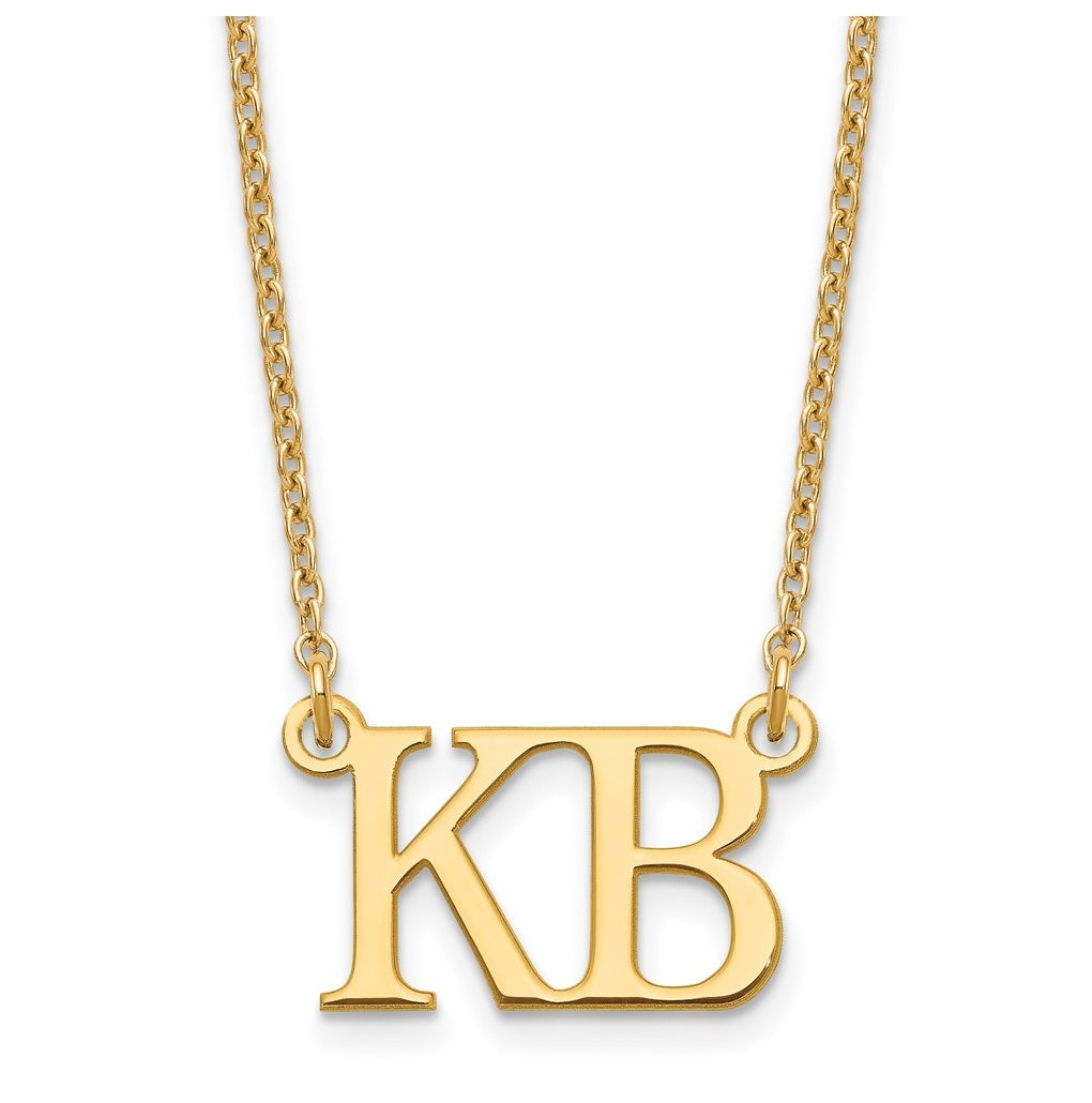 Sterling Silver Gold Plated 2 Large Initial Necklace