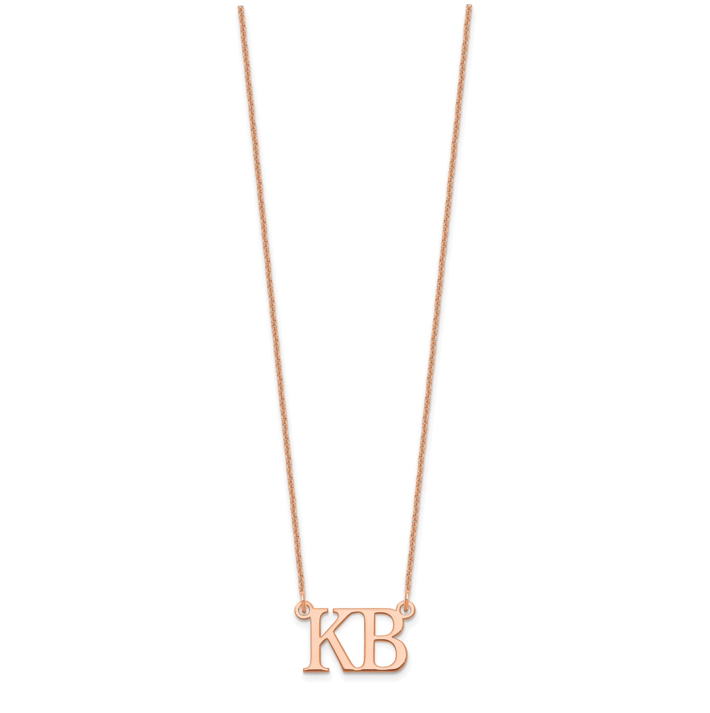 14K Rose Gold 2 Large Initial Necklace