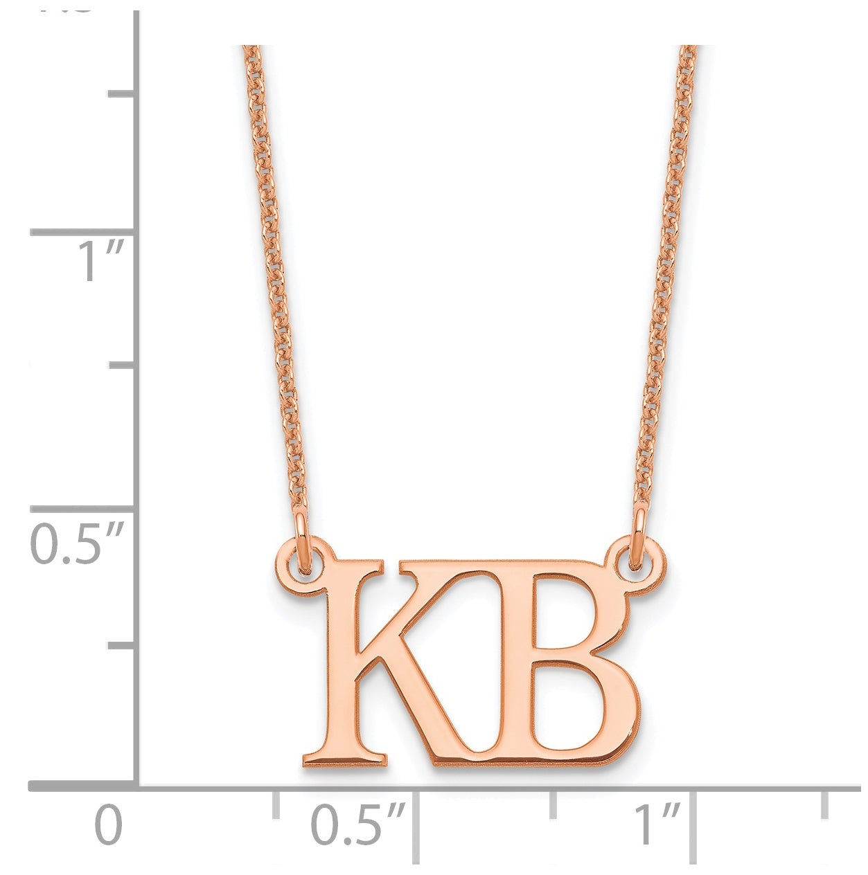 14K Rose Gold 2 Large Initial Necklace