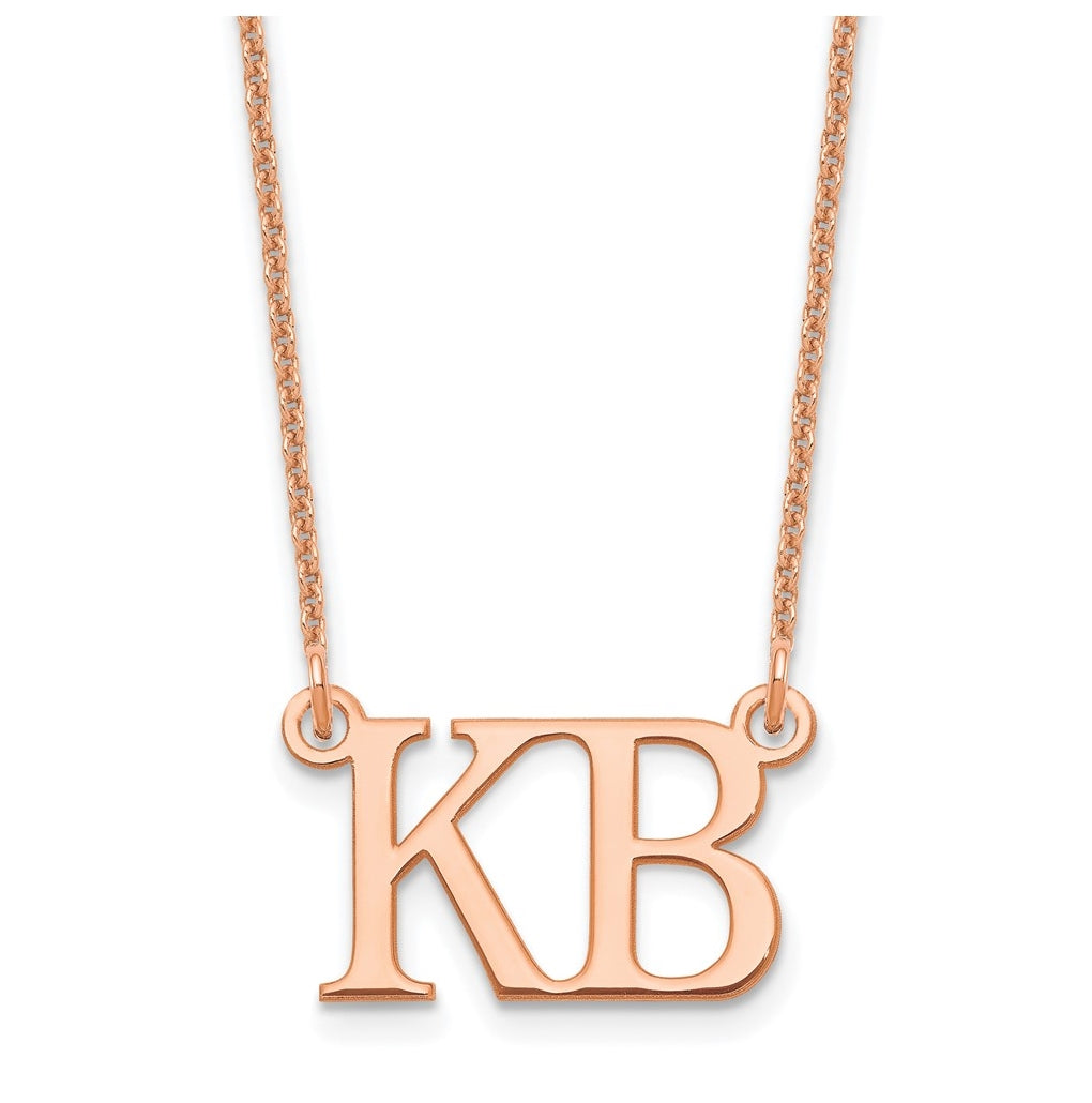 14K Rose Gold 2 Large Initial Necklace