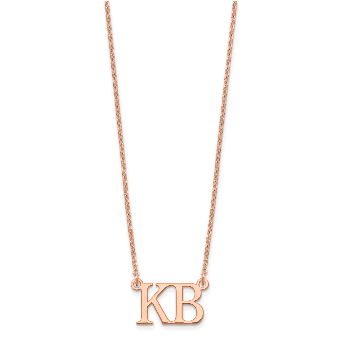 Sterling Silver Rose Gold plated 2 Large Initial Necklace