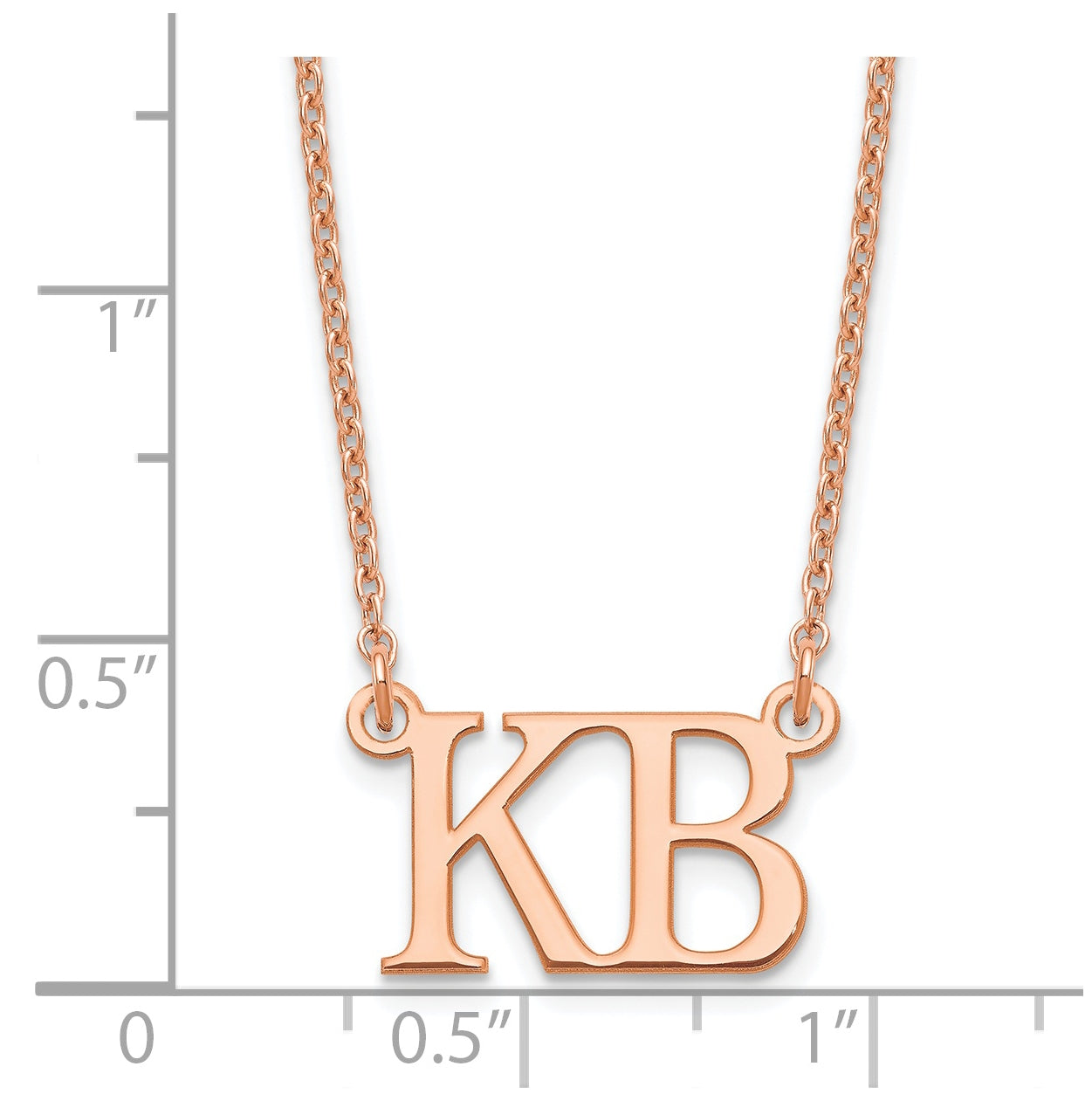 Sterling Silver Rose Gold plated 2 Large Initial Necklace