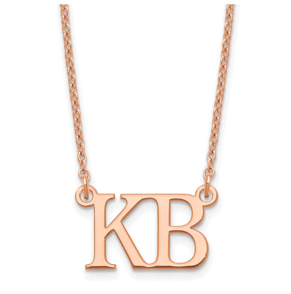 Sterling Silver Rose Gold plated 2 Large Initial Necklace