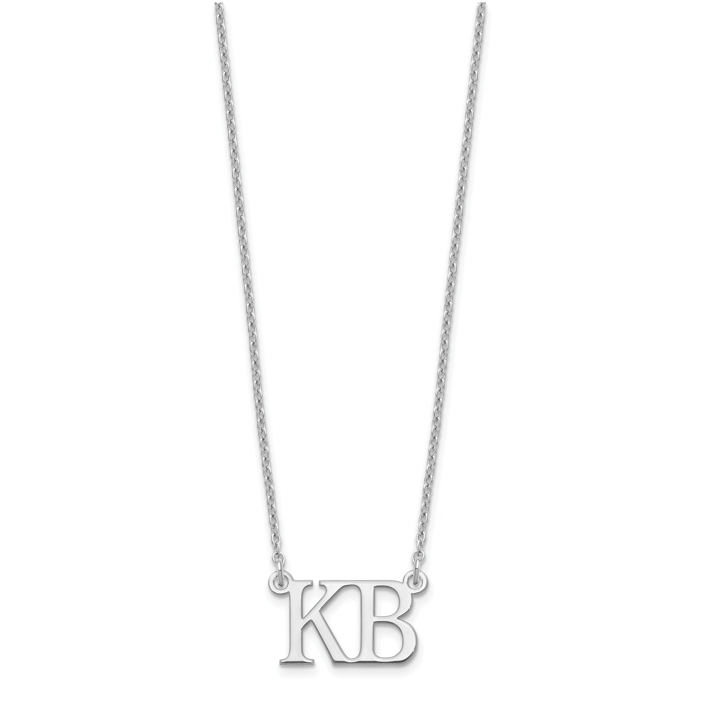 Sterling Silver Rhodium plated 2 Large Initial Necklace