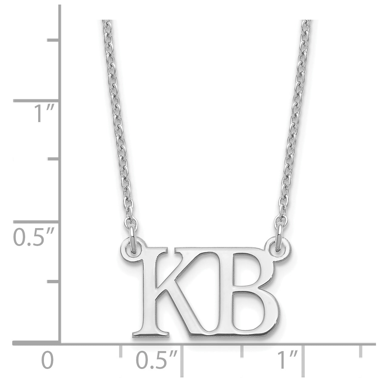 Sterling Silver Rhodium plated 2 Large Initial Necklace