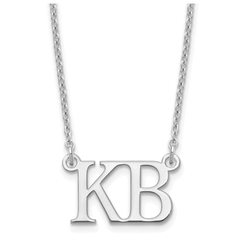 Sterling Silver Rhodium plated 2 Large Initial Necklace