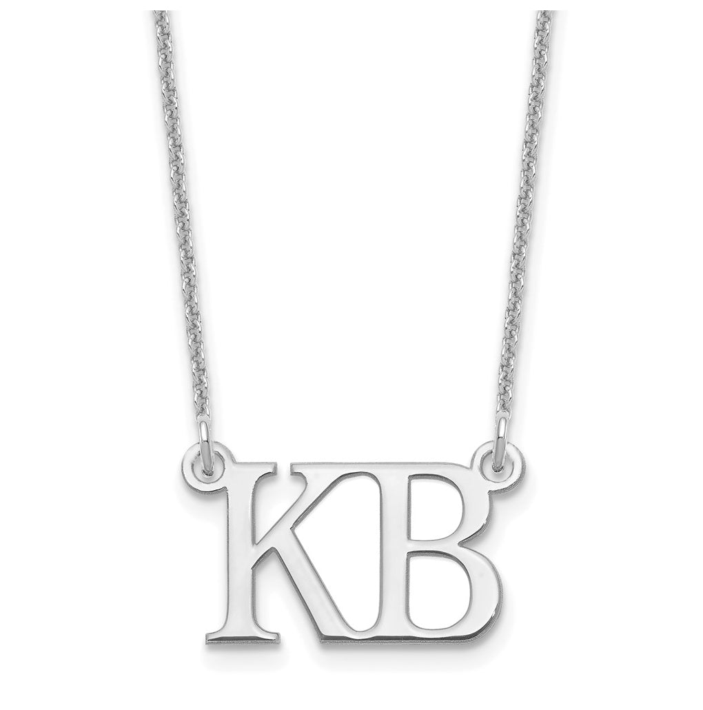 10K White Gold 2 Large Initial Necklace