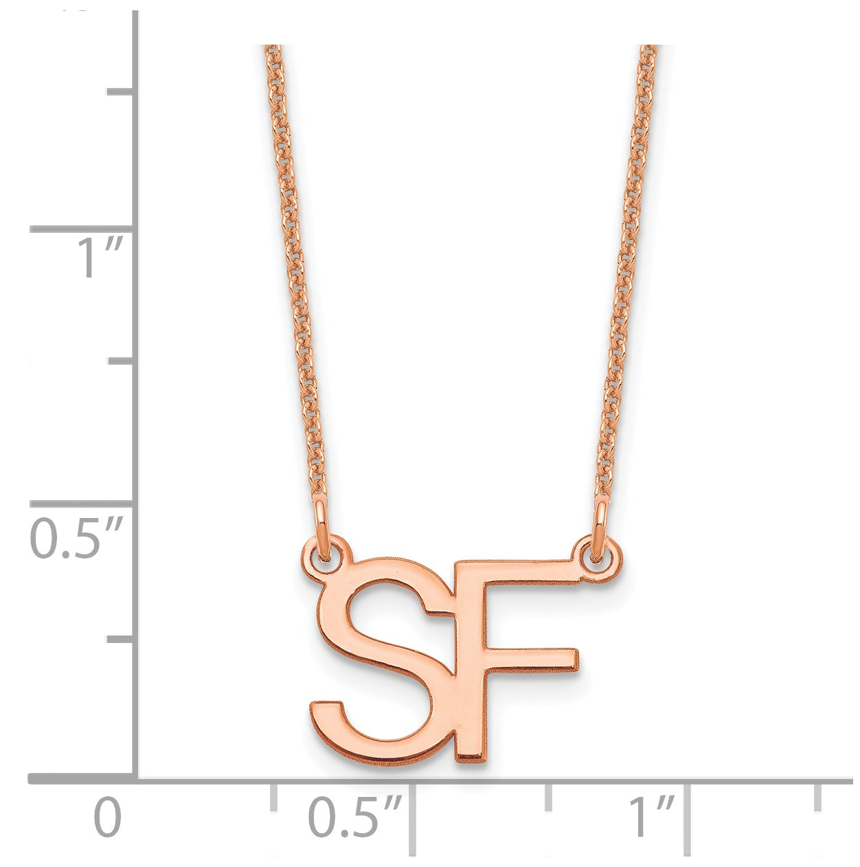 14K Rose Gold Large 2 Initial Necklace