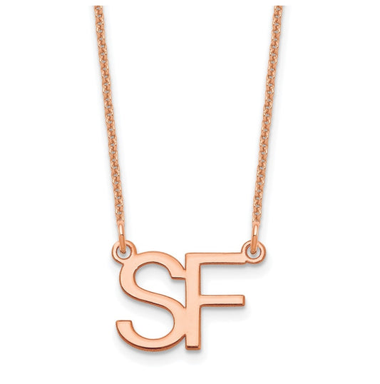 14K Rose Gold Large 2 Initial Necklace