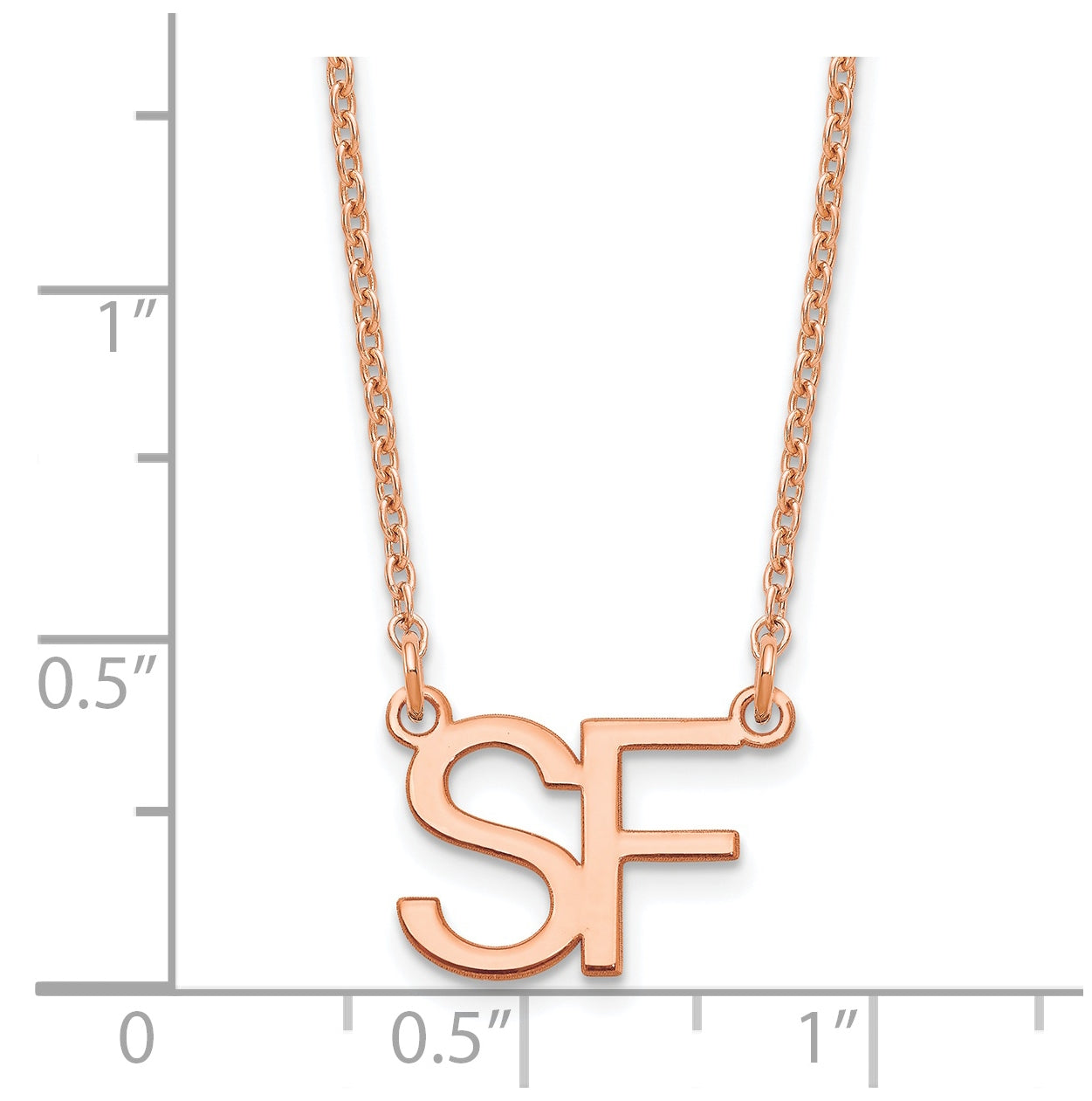 Sterling Silver Rose Gold plated Large 2 Initial Necklace
