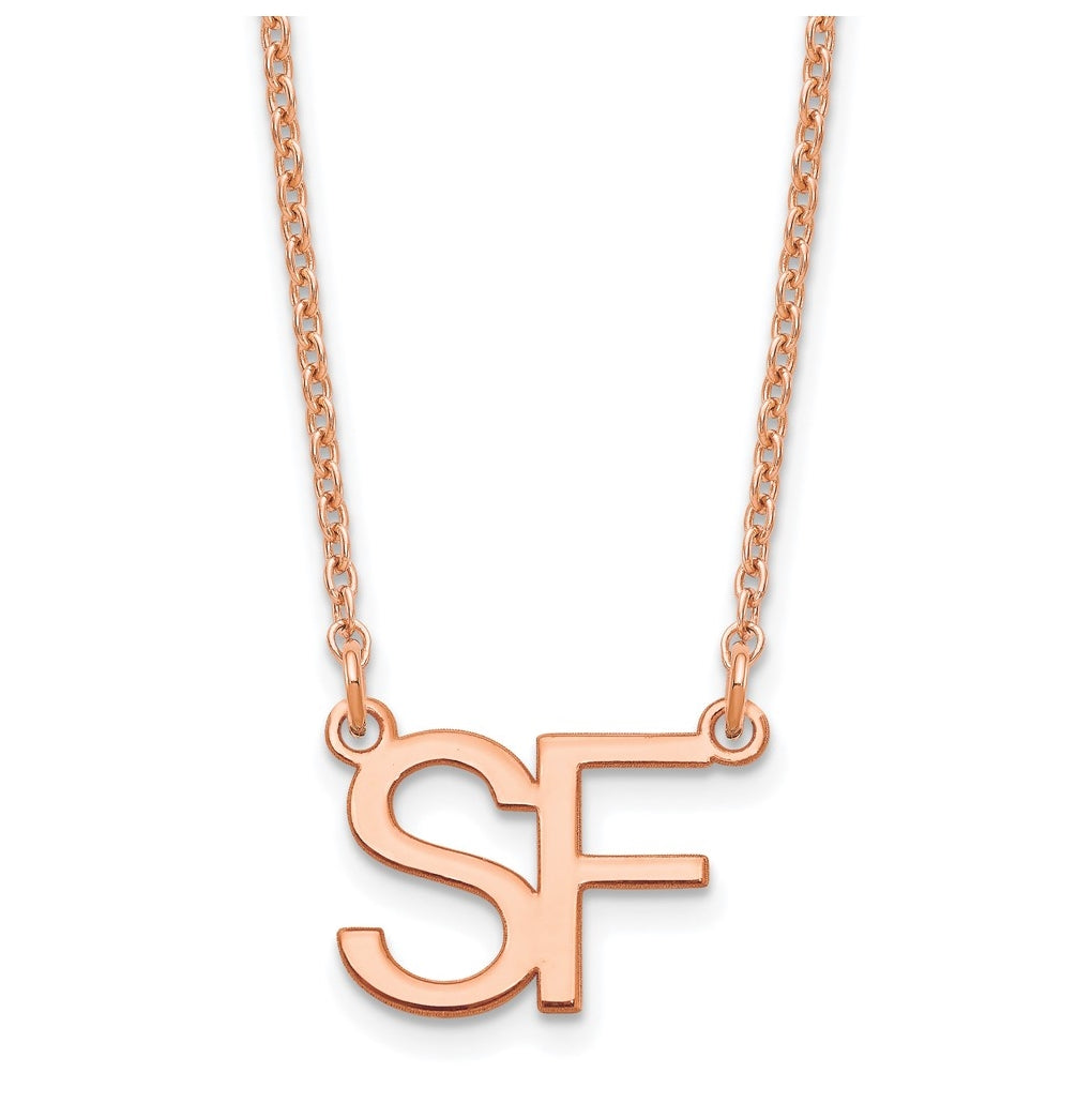 Sterling Silver Rose Gold plated Large 2 Initial Necklace