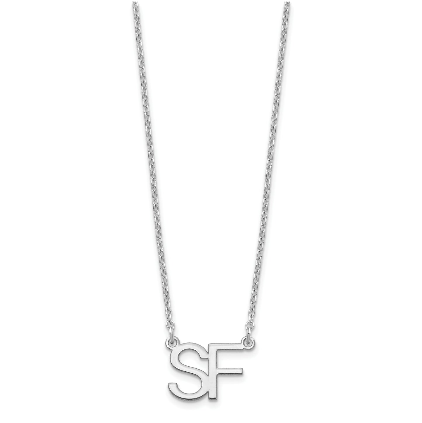 Sterling Silver Rhodium plated Large 2 Initial Necklace