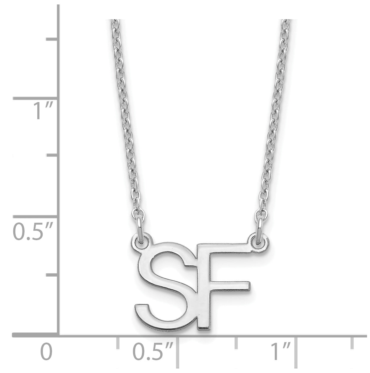 Sterling Silver Rhodium plated Large 2 Initial Necklace