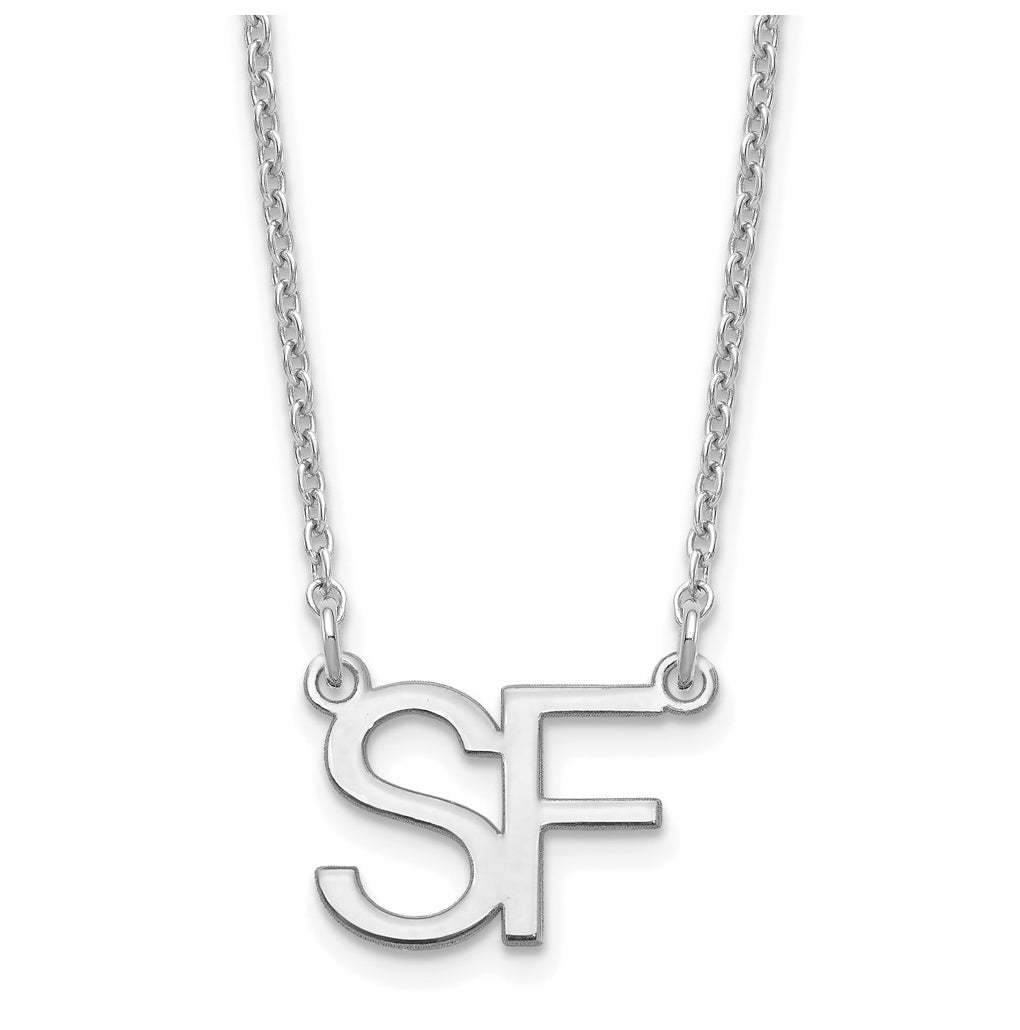 Sterling Silver Rhodium plated Large 2 Initial Necklace