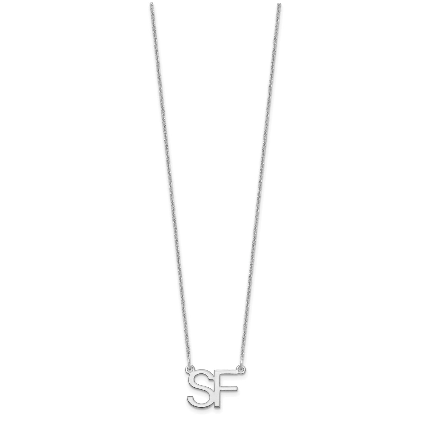 14K White Gold Large 2 Initial Necklace
