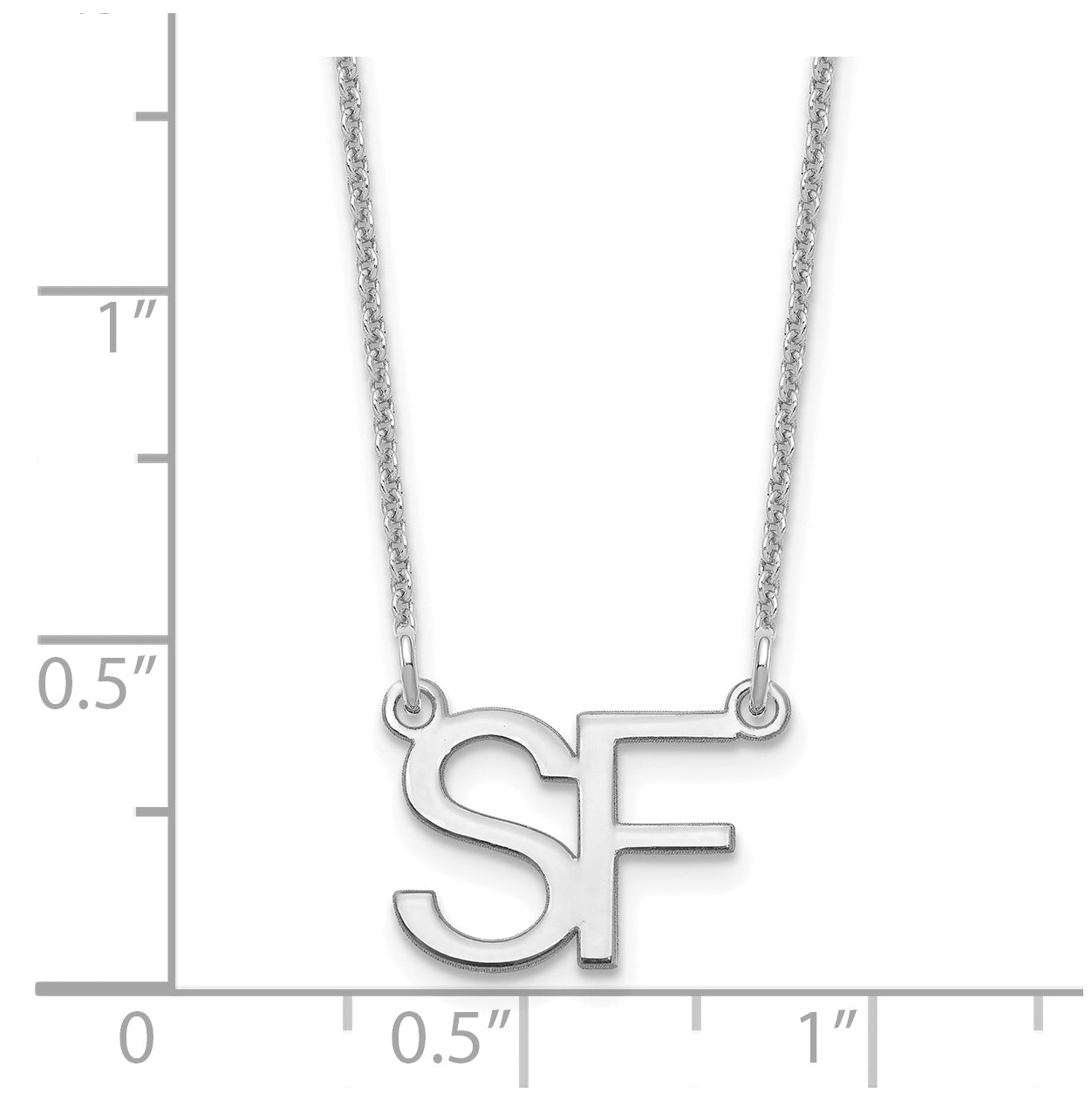 14K White Gold Large 2 Initial Necklace