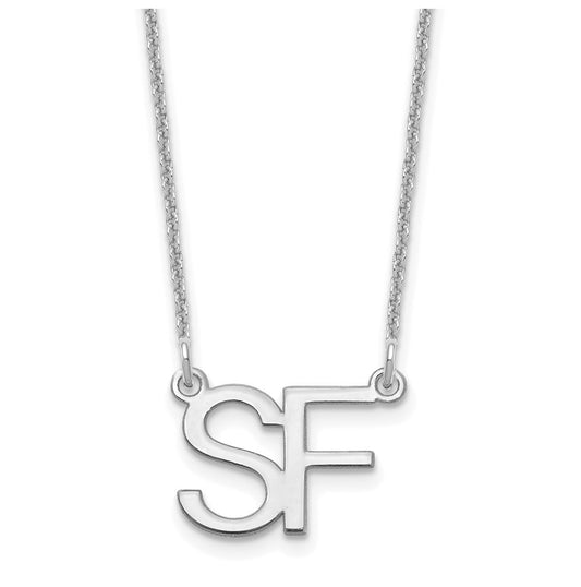 14K White Gold Large 2 Initial Necklace