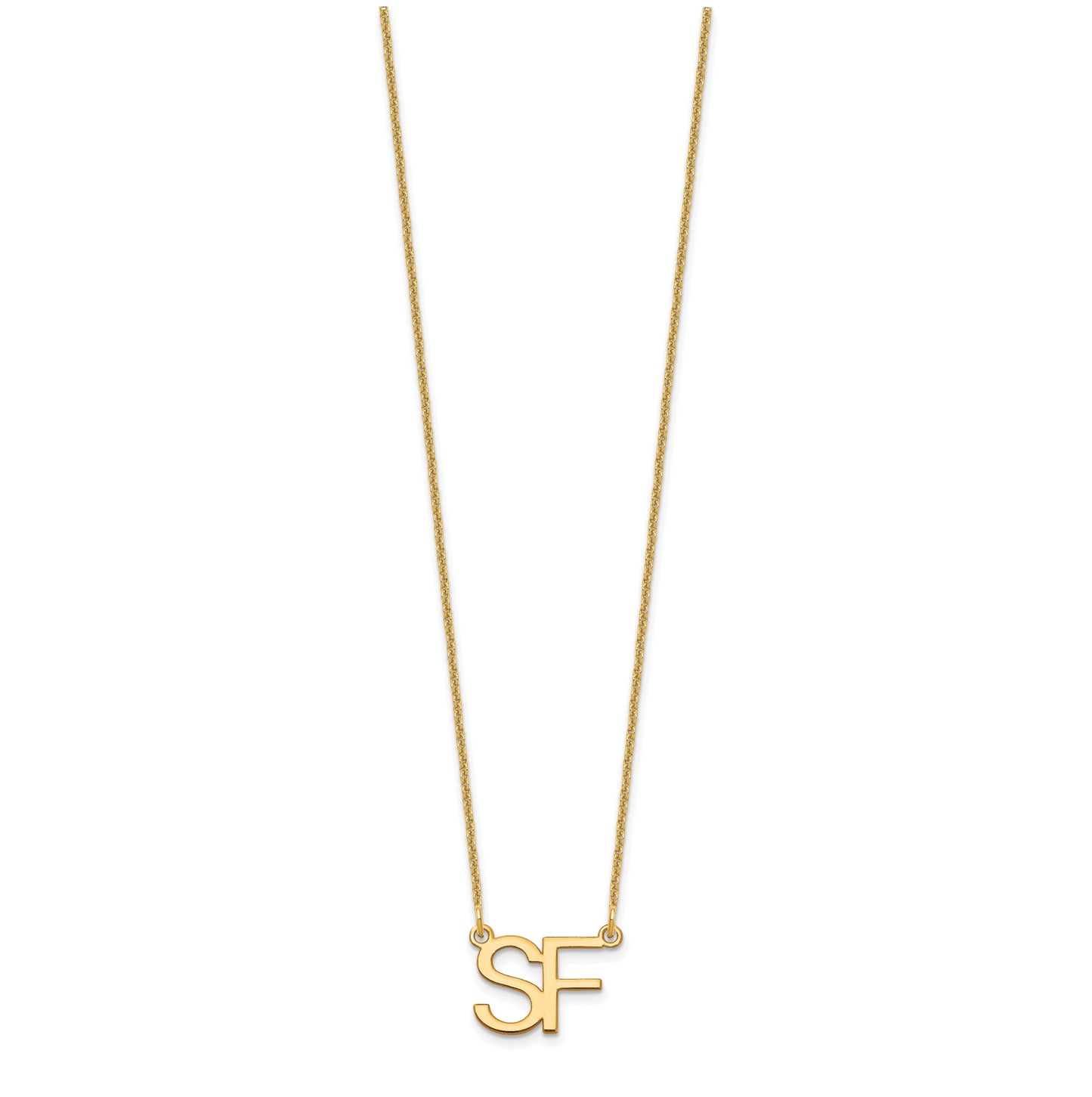 14K Yellow Gold Large 2 Initial Necklace