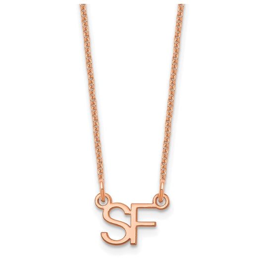 14K Rose Gold Small 2 Initial Necklace