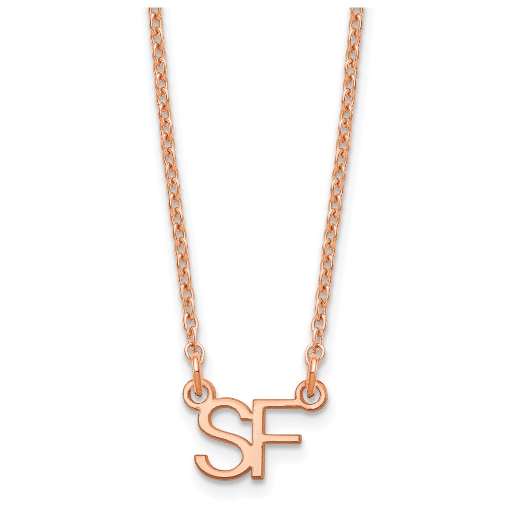 Sterling Silver Rose Gold plated Small 2 Initial Necklace