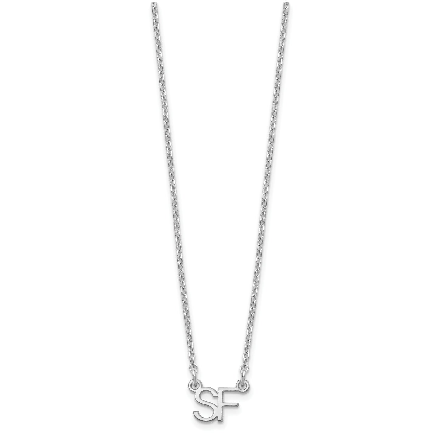Sterling Silver Rhodium plated Small 2 Initial Necklace