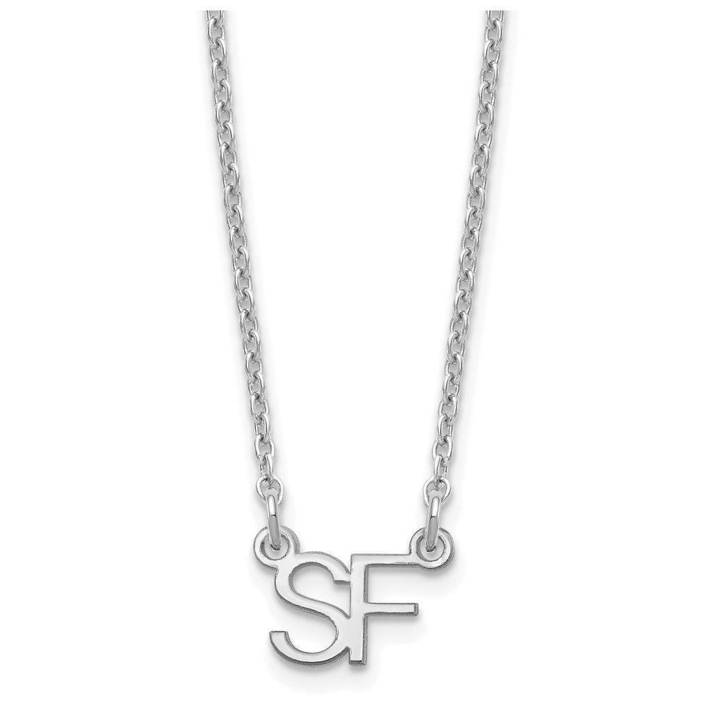 Sterling Silver Rhodium plated Small 2 Initial Necklace