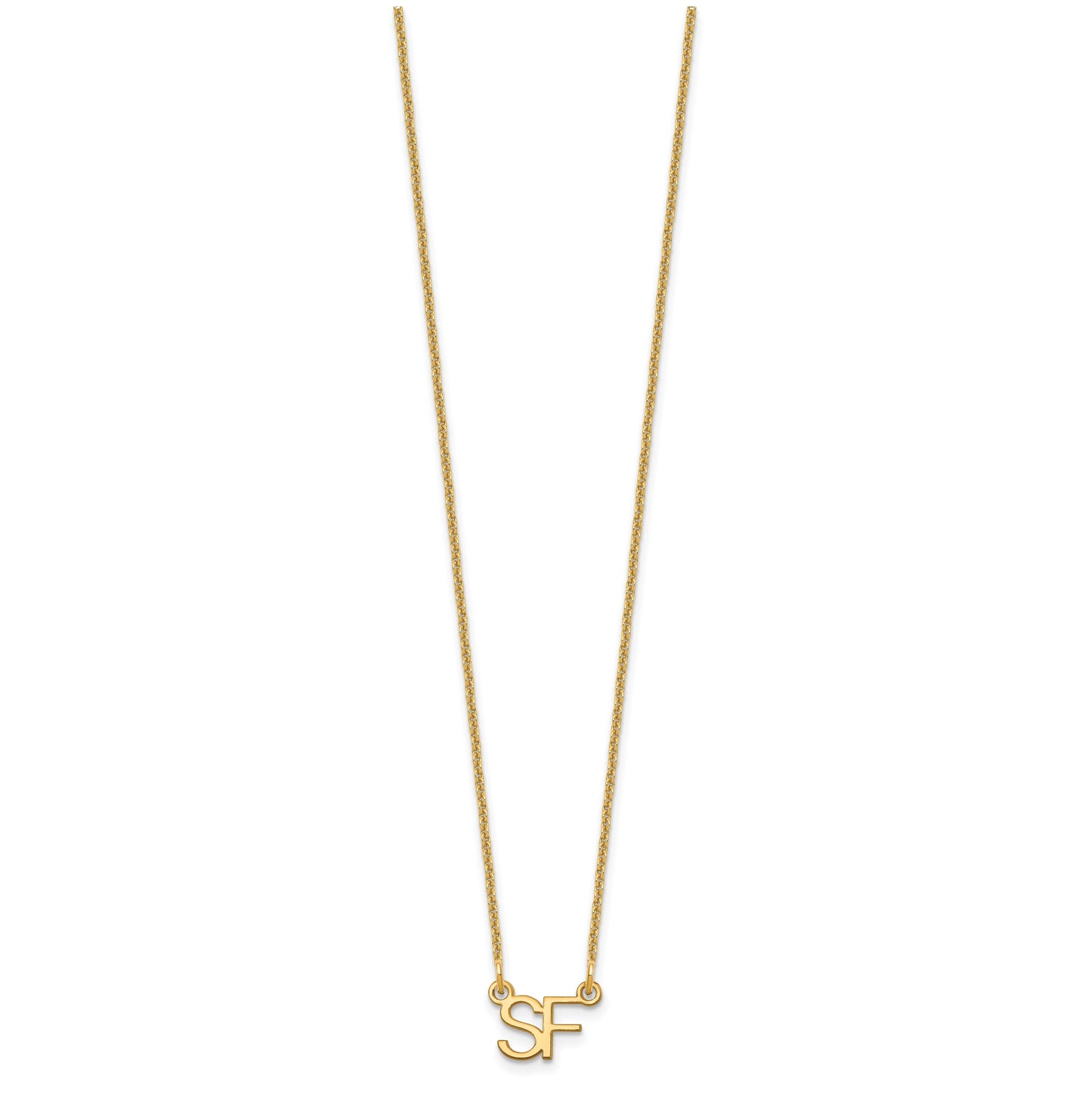 14K Yellow Gold Small 2 Initial Necklace