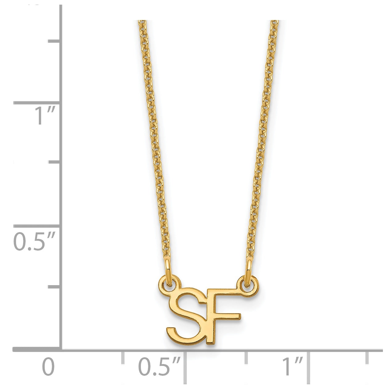 14K Yellow Gold Small 2 Initial Necklace
