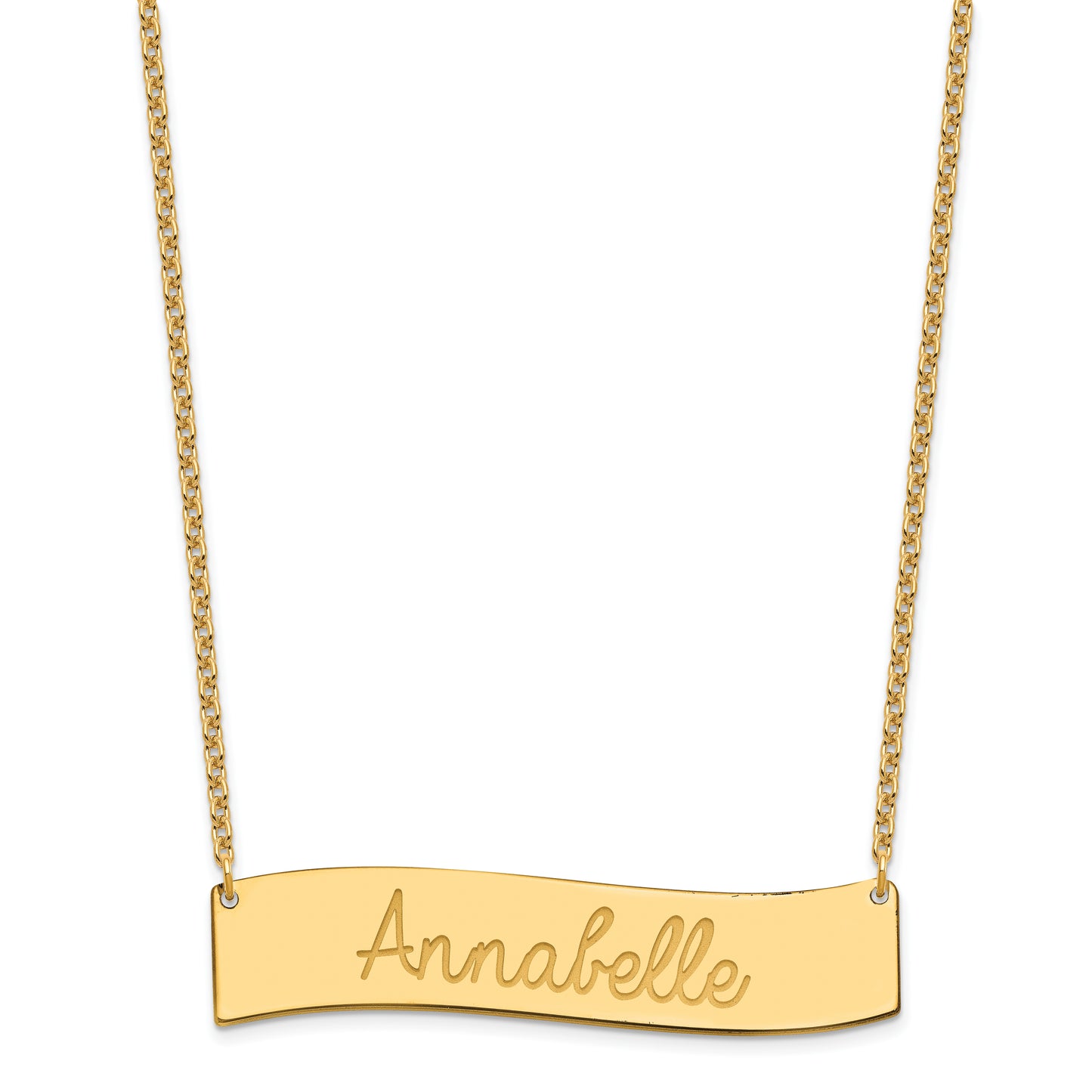 Sterling Silver Gold plated Large Polished Curved Bar Necklace