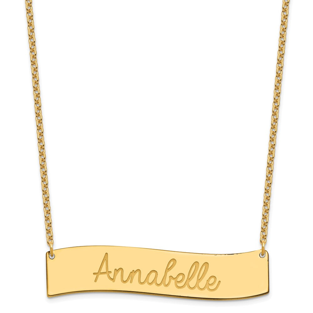 Sterling Silver Gold plated Large Polished Curved Bar Necklace