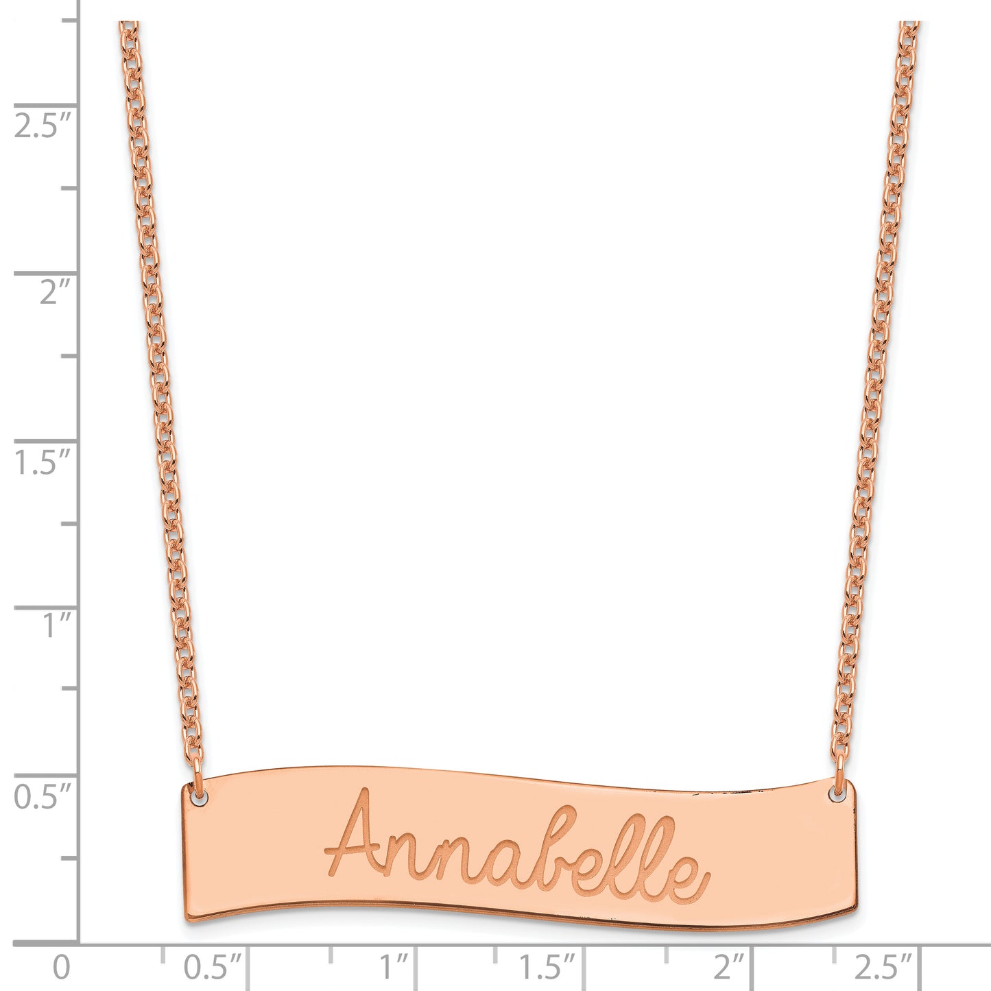 Sterling Silver Rose Gold plated Large Polished Curved Bar Necklace