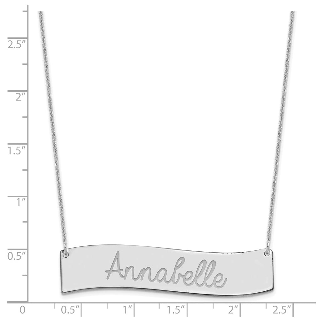 14K Yellow Or White Or Rose Gold Medium ALWAYS IN MY HEART Curved Bar Necklace – Elegant Jewelry Gift for Birthday, Anniversary, Engagement, Wedding