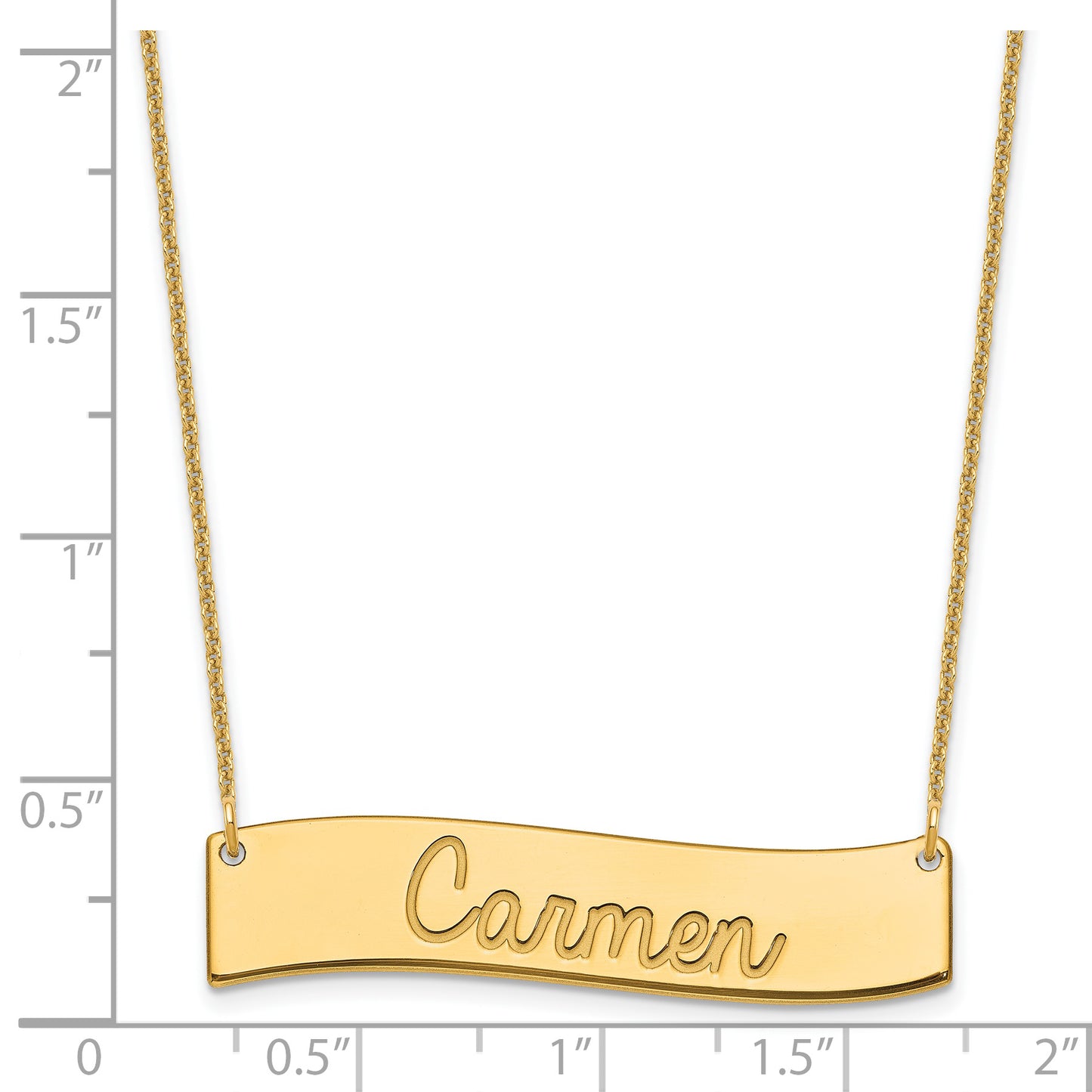 14K Yellow Gold Medium Polished Curved Bar Necklace