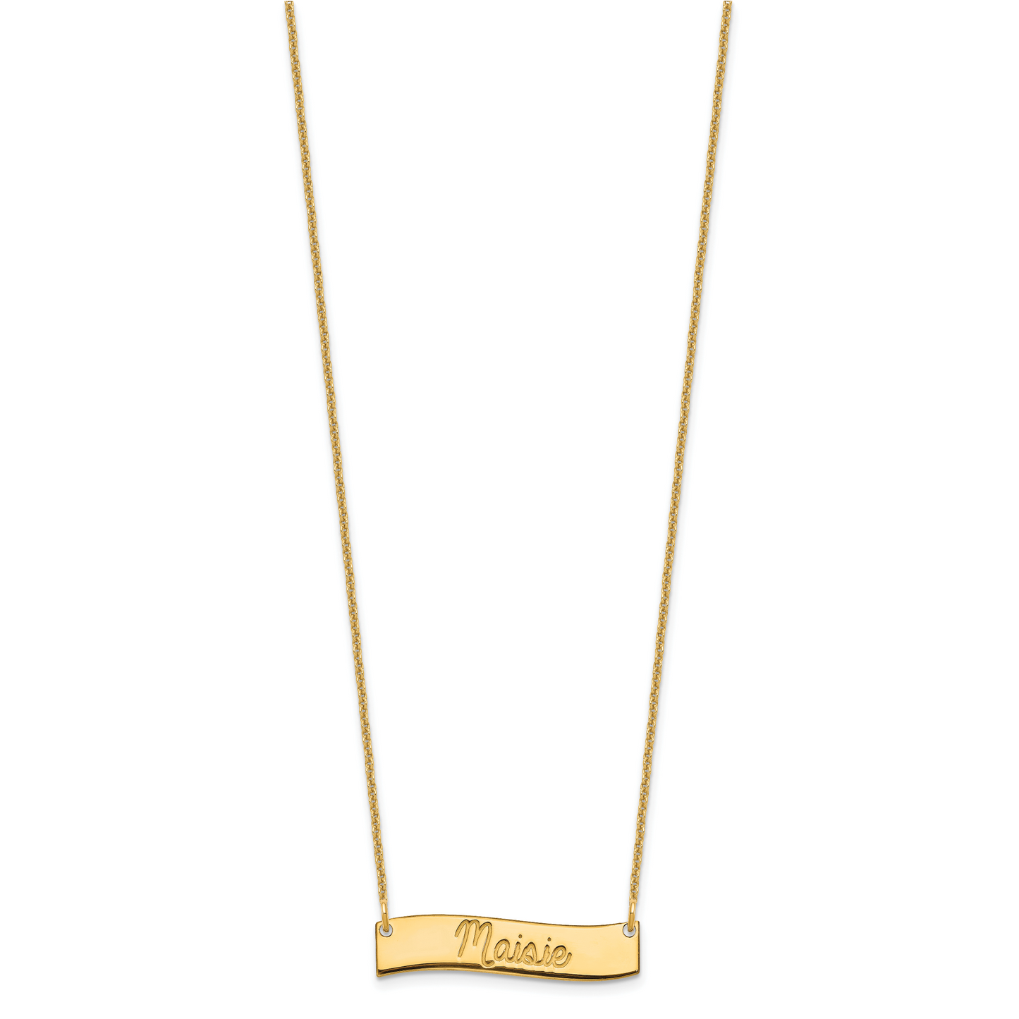 14K Yellow Gold Small Polished Curved Bar Necklace