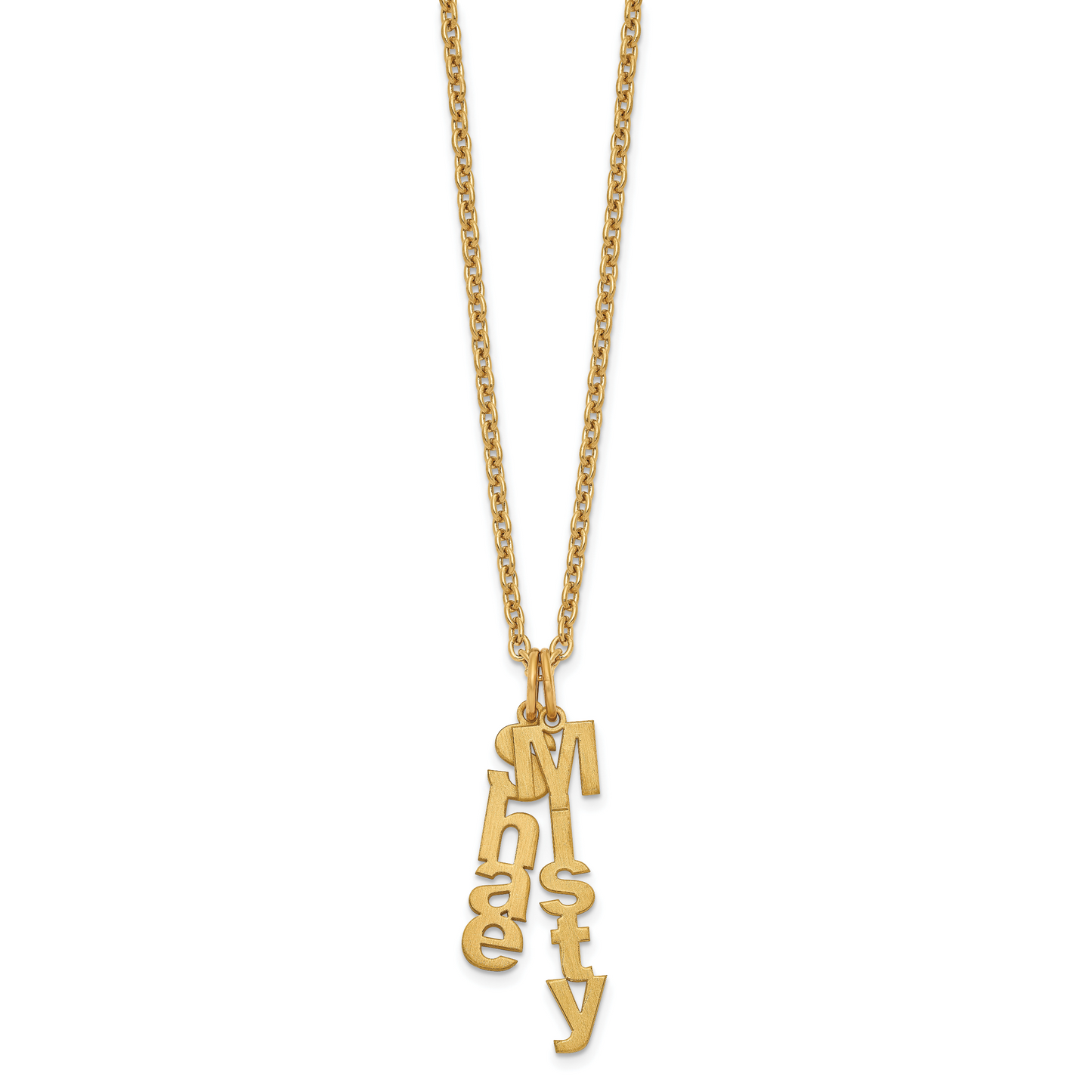 Sterling Silver Gold plated Brushed Vertical 2 Name Charm Necklace