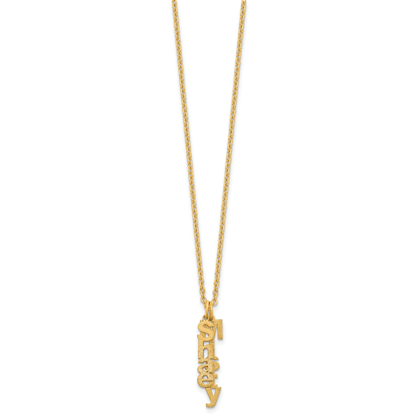 Sterling Silver Gold plated Brushed Vertical 2 Name Charm Necklace