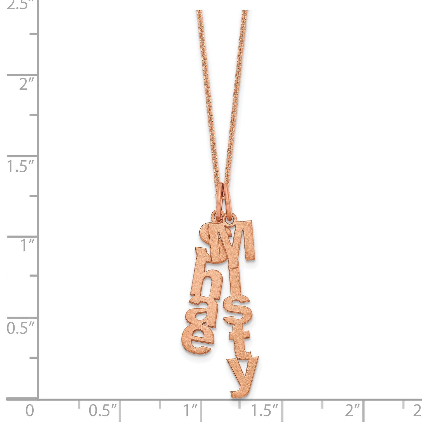 14K Rose Gold Brushed Vertical 2 Name Charm Necklace