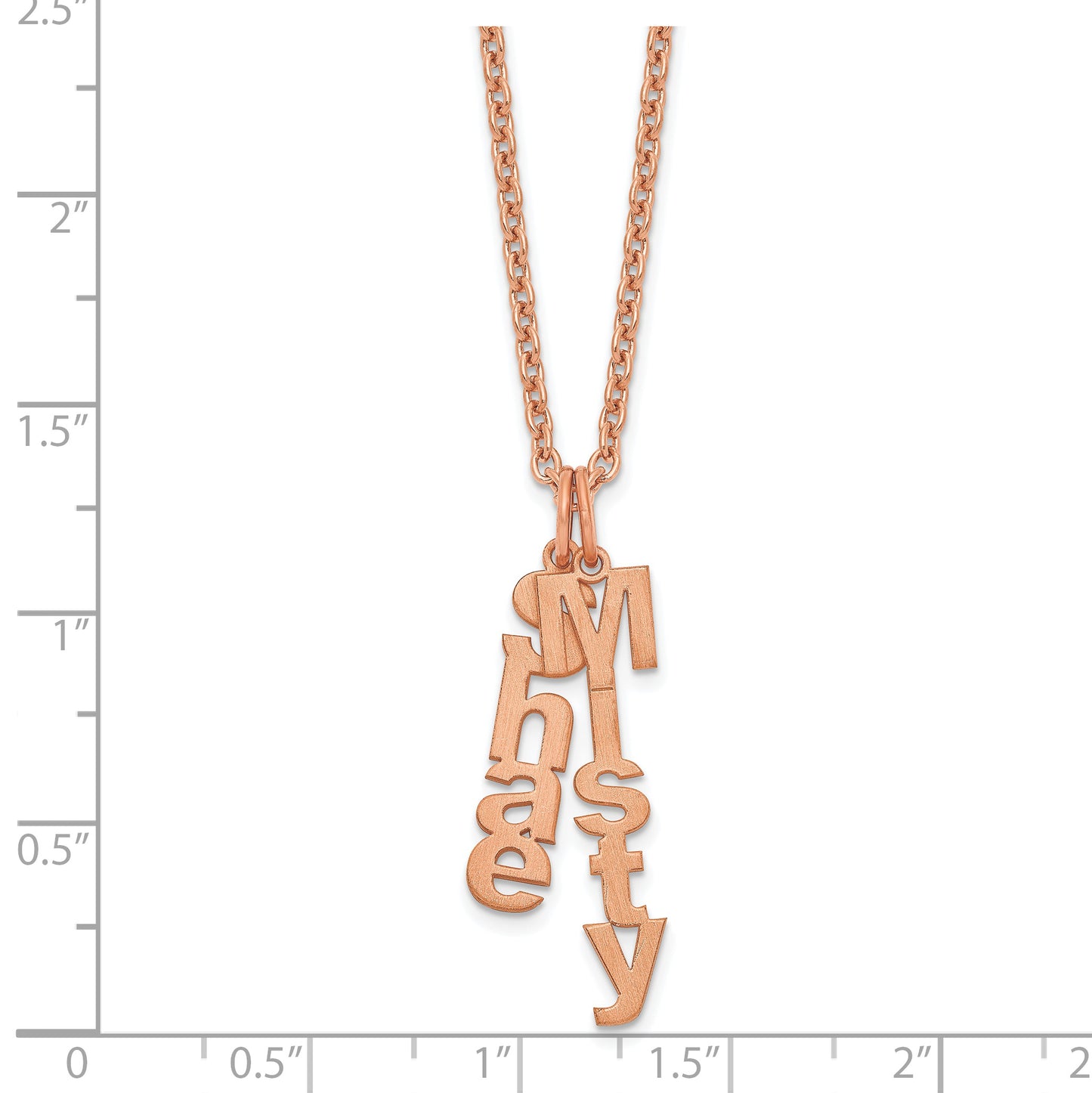 Sterling Silver Rose Gold plated Brushed Vertical 2 Name Charm Necklace