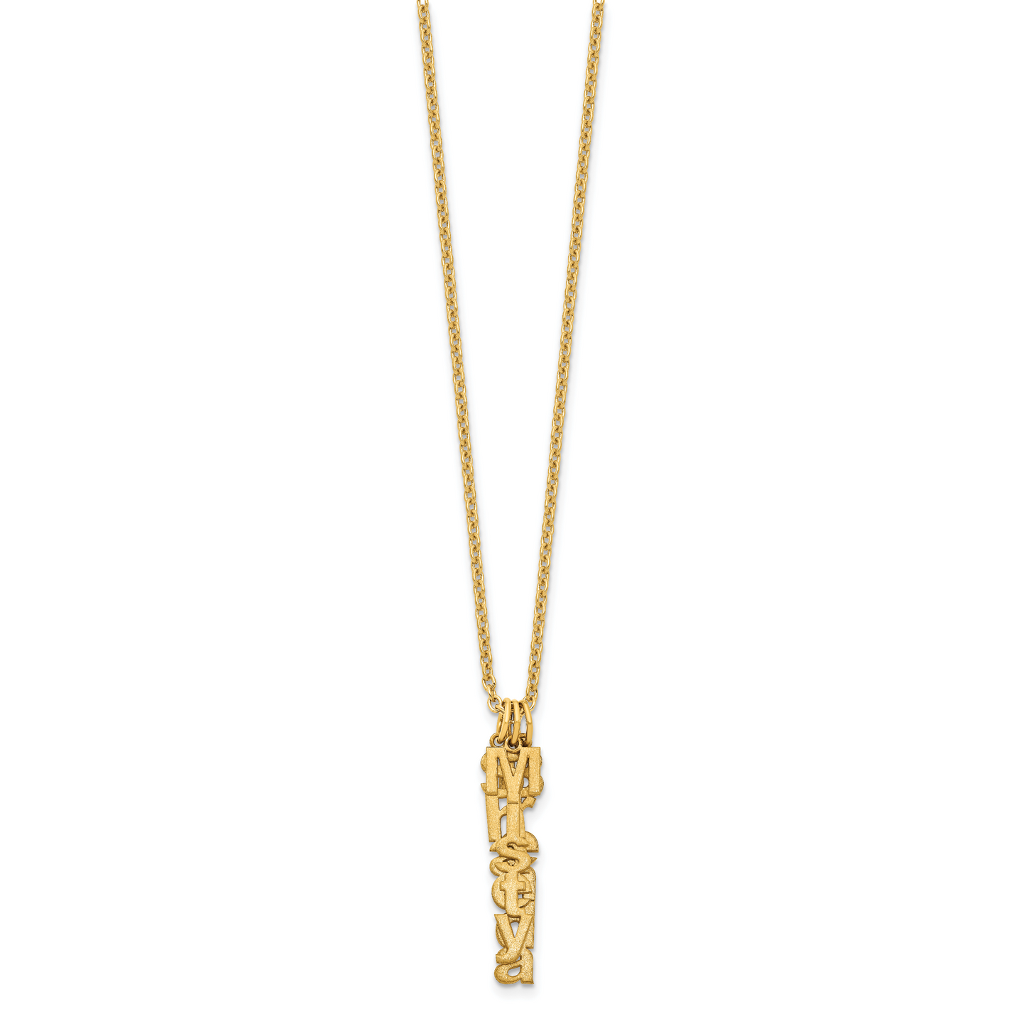 Sterling Silver Gold plated Brushed Vertical 3 Name Charm Necklace