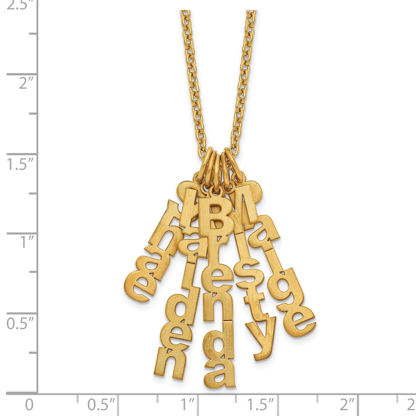 Sterling Silver Gold plated Brushed Vertical 5 Name Charm Necklace
