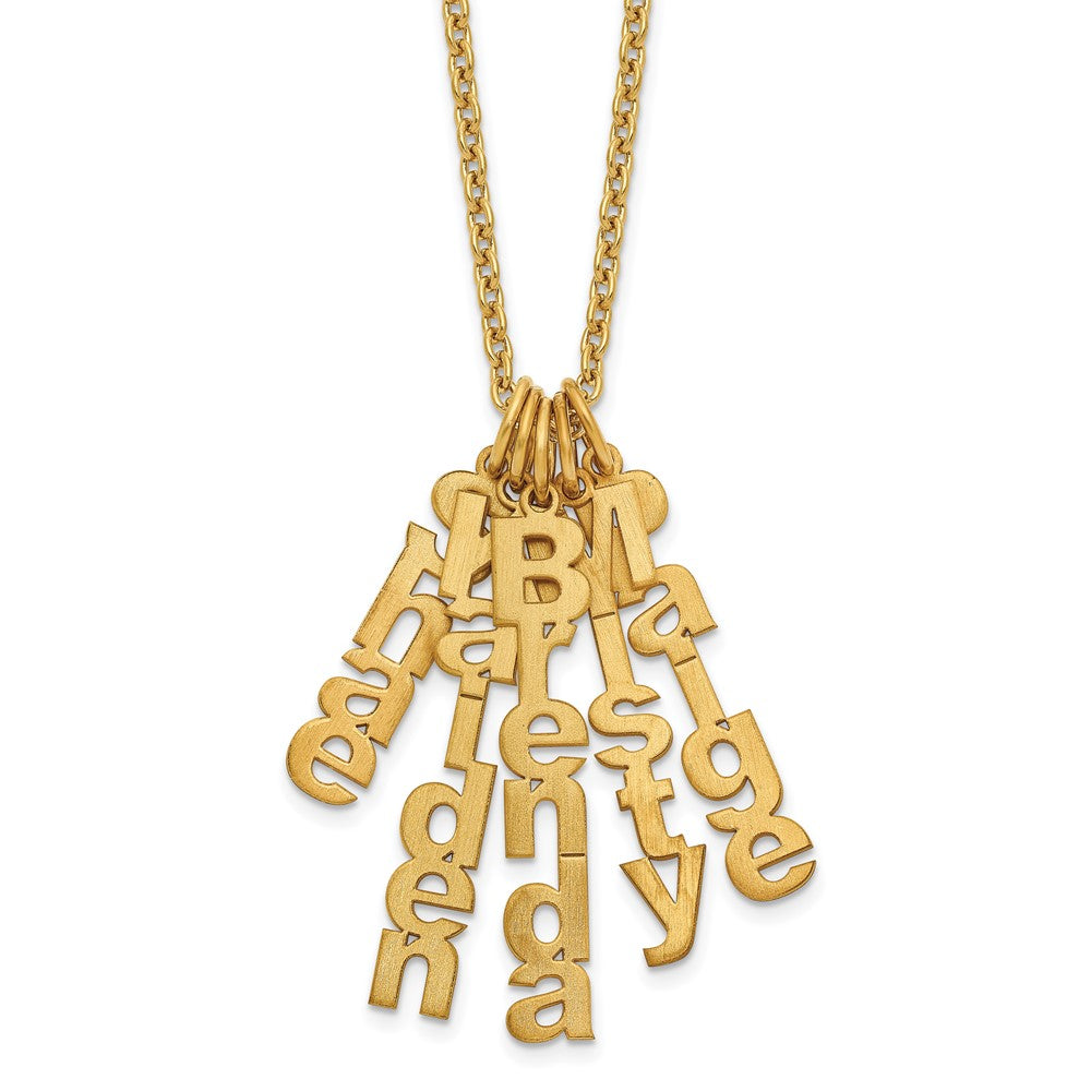 Sterling Silver Gold plated Brushed Vertical 5 Name Charm Necklace